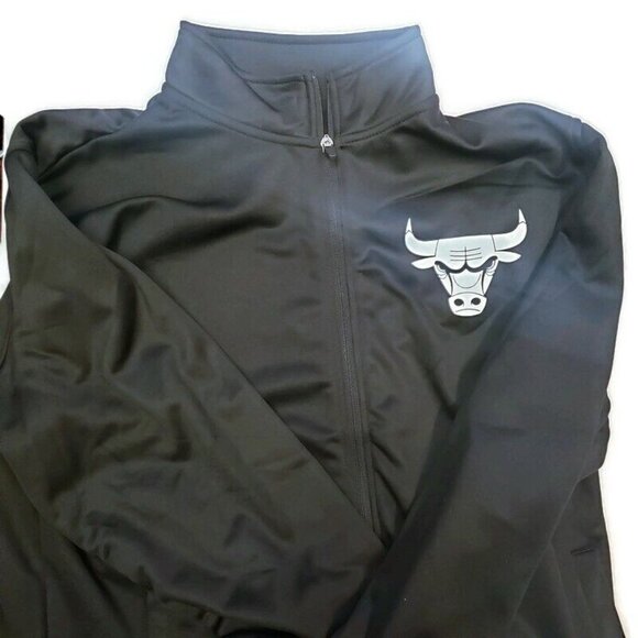 NBA Chicago Bulls Mens Black Full-Zip Track Lightweight Jacket Black S - Picture 2 of 6